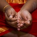 Ritual having water in hand.